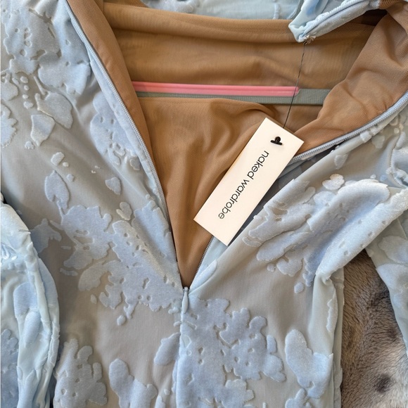 Naked Wardrobe Textured Blue Bodysuit - Picture 4 of 4